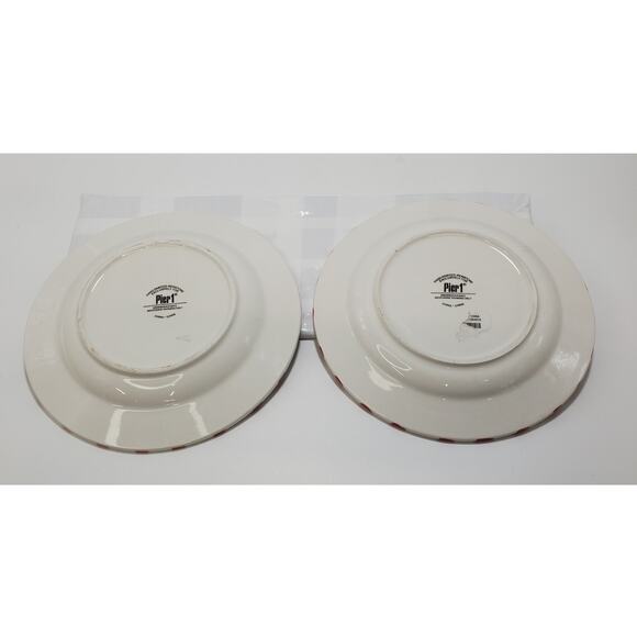 Pier 1 Hand Painted Ironstone Christmas Tree/Candy Cane Salad Plate (Set of 2) - Picture 2 of 5